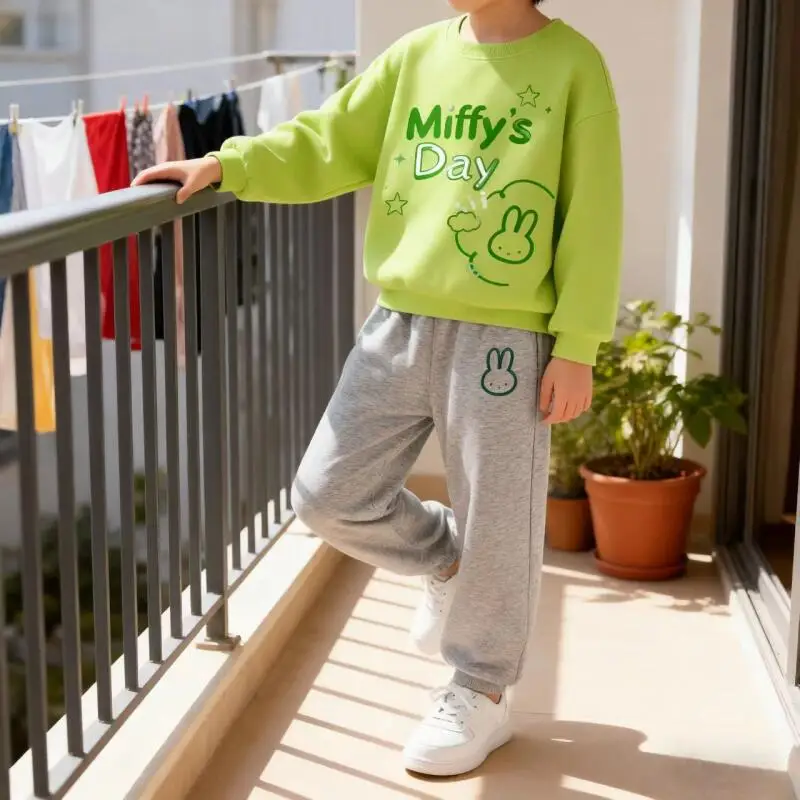 

Miffy hoodie set long sleeved long pants autumn new style children's thin autumn outfit cool sportswear home wear