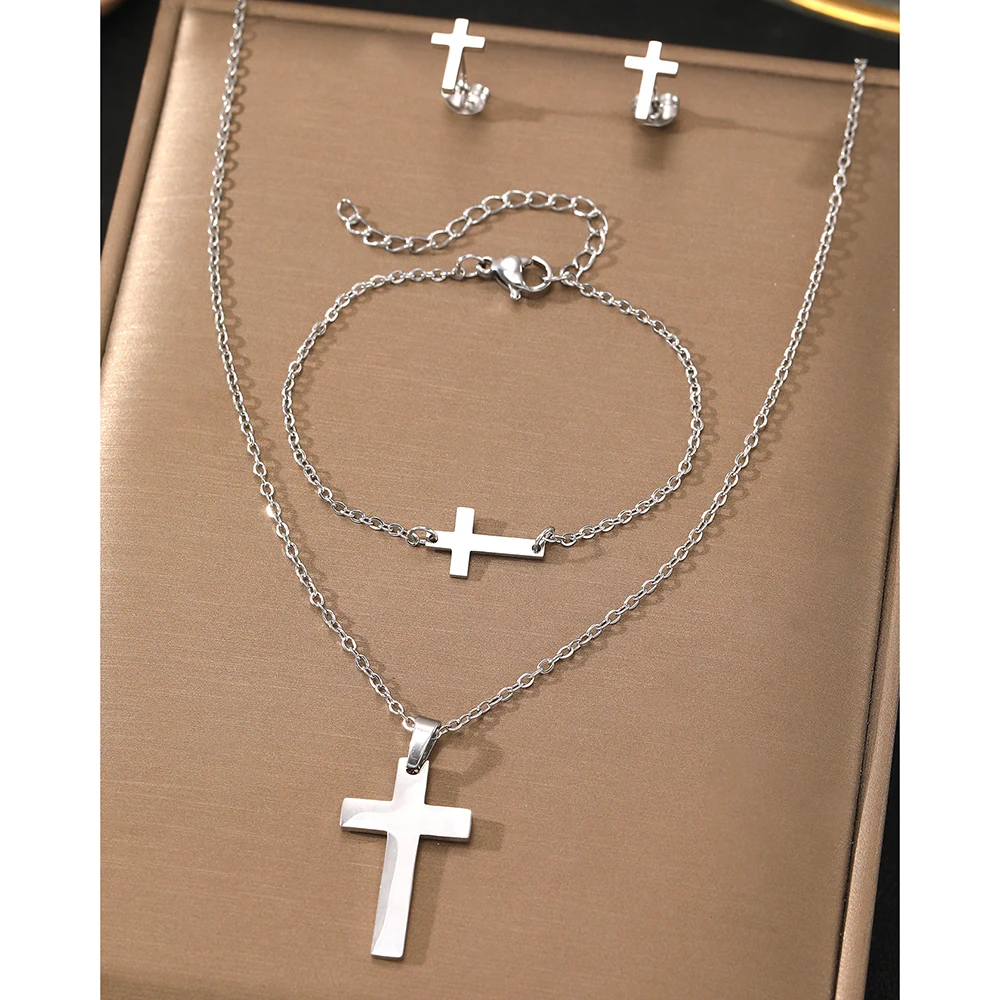 Stainless Steel Jewelry Set Cross Popular Ladies Jewelry Set High Quality Exquisite Jewelry Set Ladies Jewelry For Women Jewelry