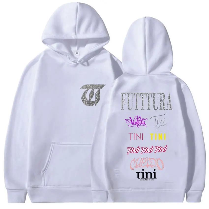 ألبوم جولة Fectura TINI STOESSEL 2025 Merch هوديس للجنسين روك قوطي كم طويل بلوزات ريترو الجمالية الصوف هودي القمم