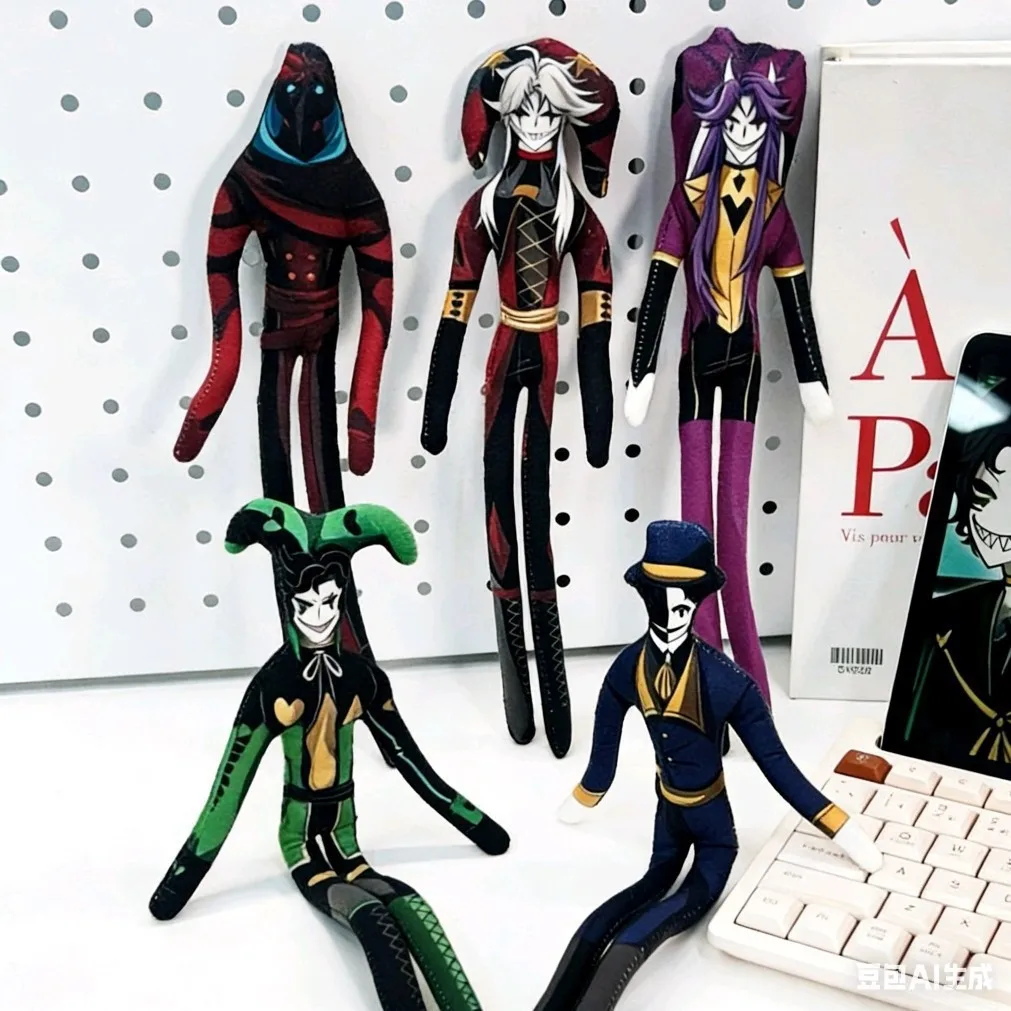 

Freak Circus Clown Plush Toy Pierrot Harlequin Jester Doctor Ticket Collector Doll Halloween Decoration Gift Prop