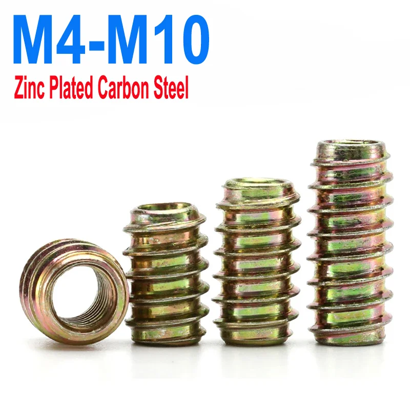 

10pcs/ 50pcs M4 M5 M6 M8 M10 Wood Insert Nuts Furniture Pass-through Drive Unhead Threaded Nut Zinc Plated Carbon Steel