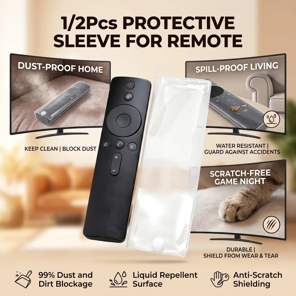 1/2Pcs Remote Control Protective Cases Transparent PU Storage Bag Dust-proof Cover TV Air Conditioner Remote Control Protector
