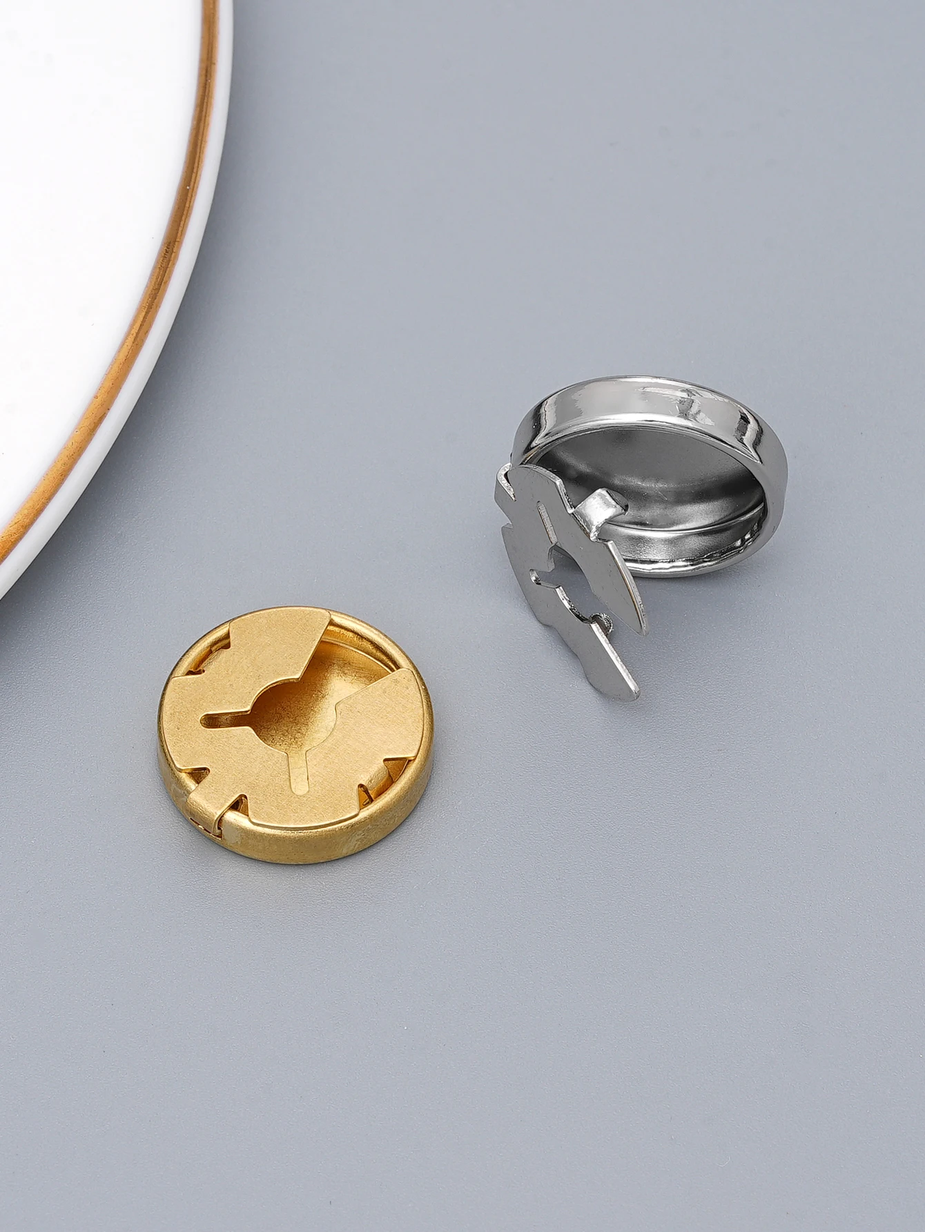 10/50 Stück goldene/silberne runde Hemdkragenklammern aus Metall, verstellbare Druckknöpfe zur Kleidungsdekoration – Detail 2
