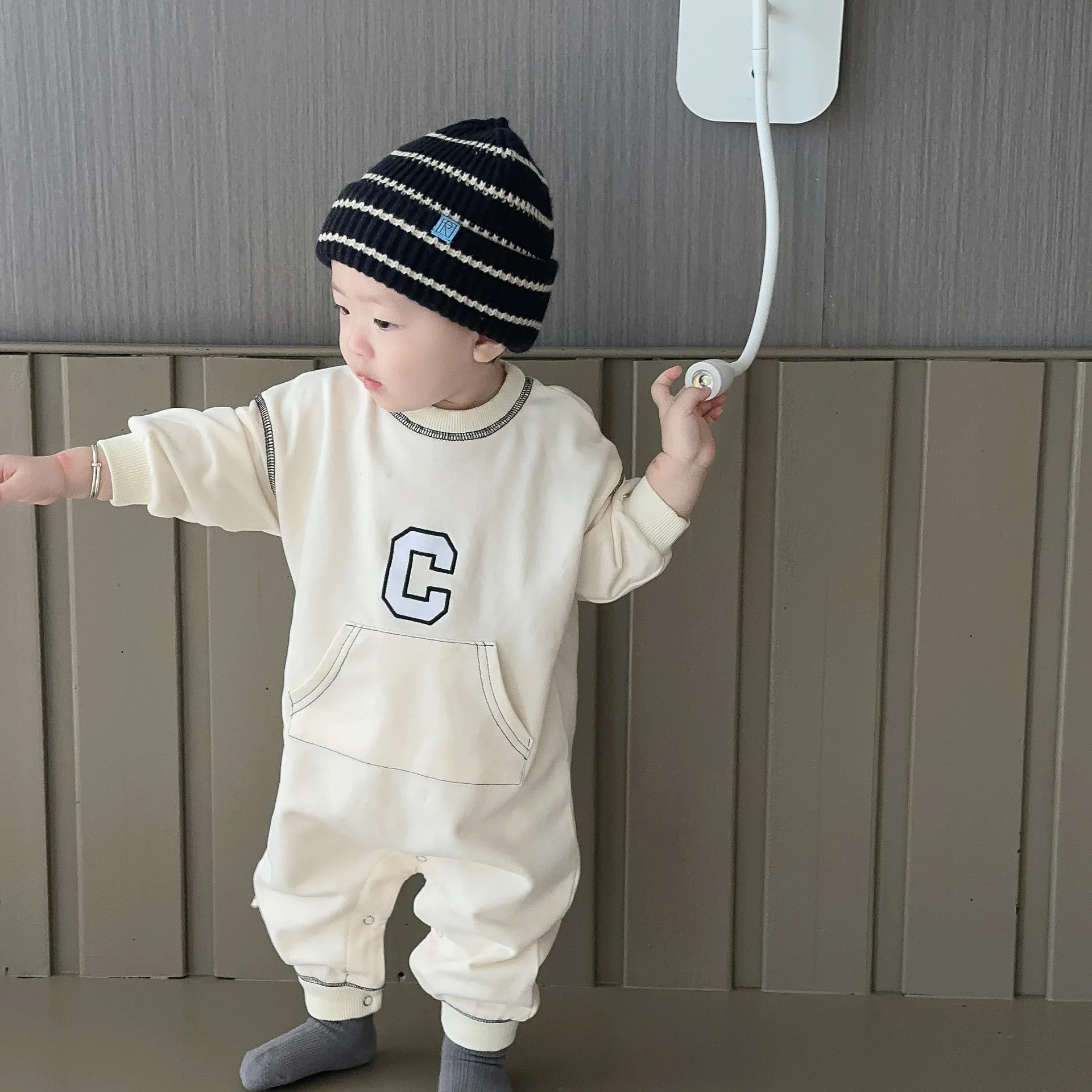 

2024 Spring New Baby Long Sleeve Romper Cotton Boy Girl Newborn Letter Casual Jumpsuit Infant Toddler Versatile Clothes 0-24M