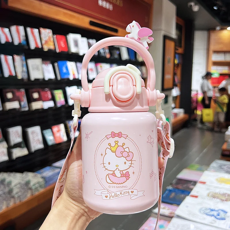 Sanrio Hello Kitty cute student gift thermal insulation coffee cup portable large capacity stainless steel straw water cup