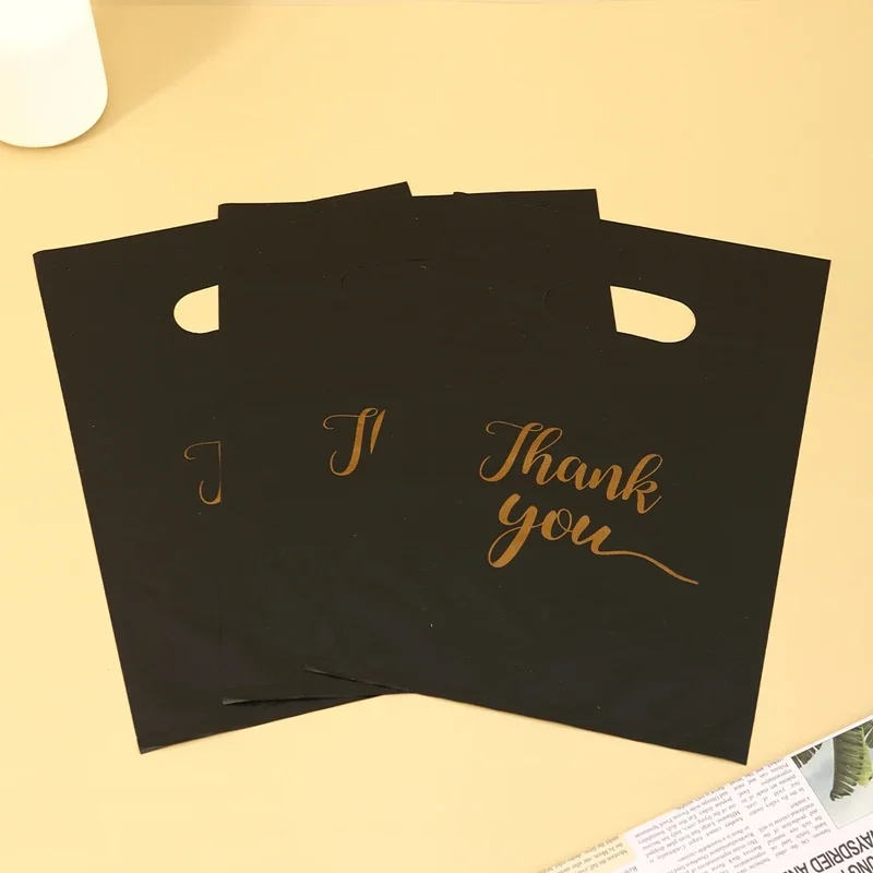 100 Stück Dankeschön-Geschenktüten aus Kunststoff, Einkaufstasche, Einkaufstasche, 20 x 30 cm, Geschenktüten, Geburtstag, Hochzeit, Party, Gastgeschenke, Süßigkeiten, Kekse, Verpackung – Detail 4