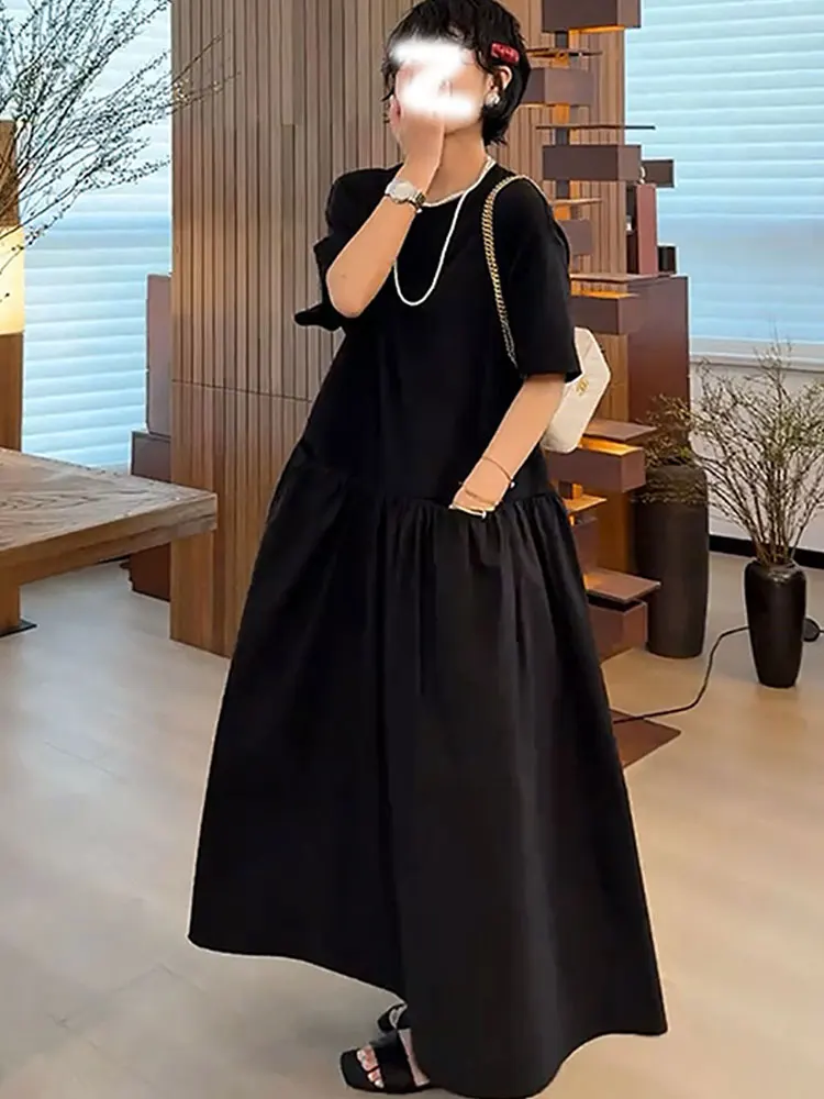 Bla Long Svel Dr femmes été 2025 Simple t-shirt style décontracté Dr viande dissimulant fleur bourgeon jupe coréenne Sle ample...