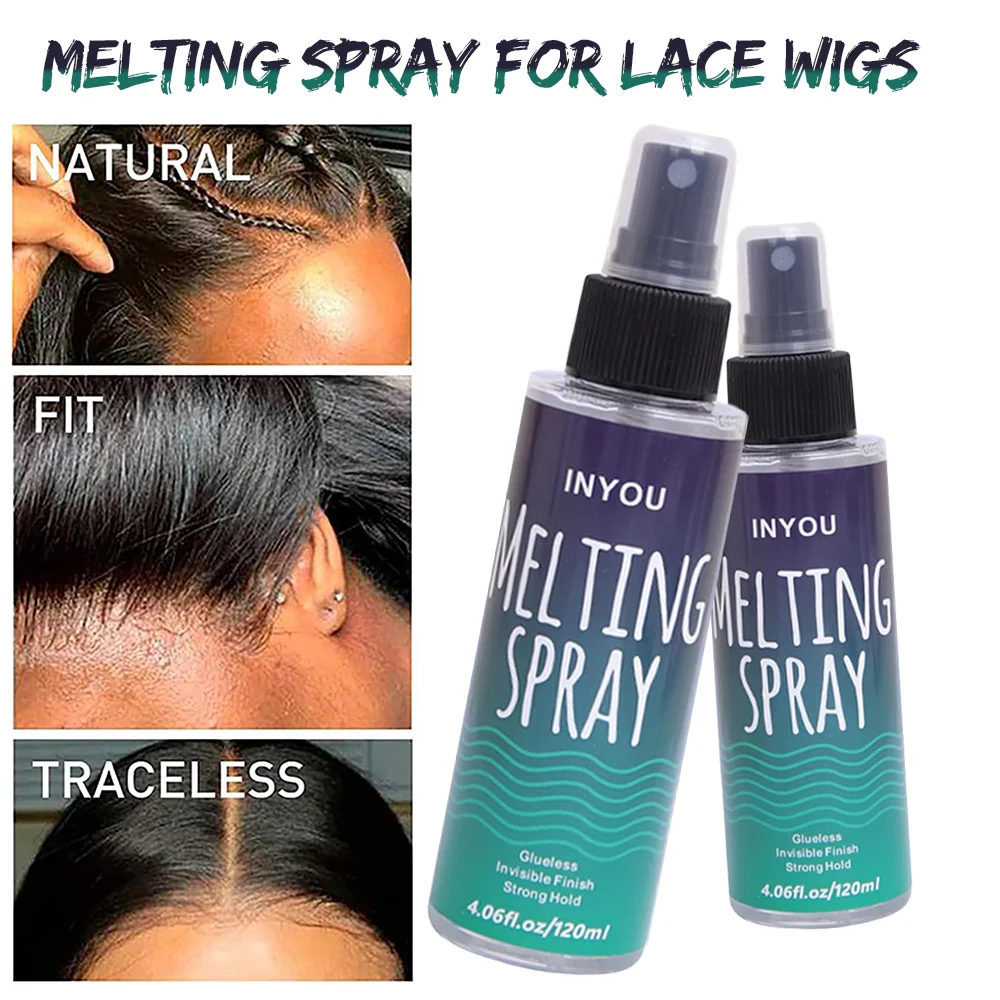 120ML/4.06OZ Lace Melting and Holding Spray Glue-Less Hair Adhesive for Wigs Strong Natural Finishing Hold with Control