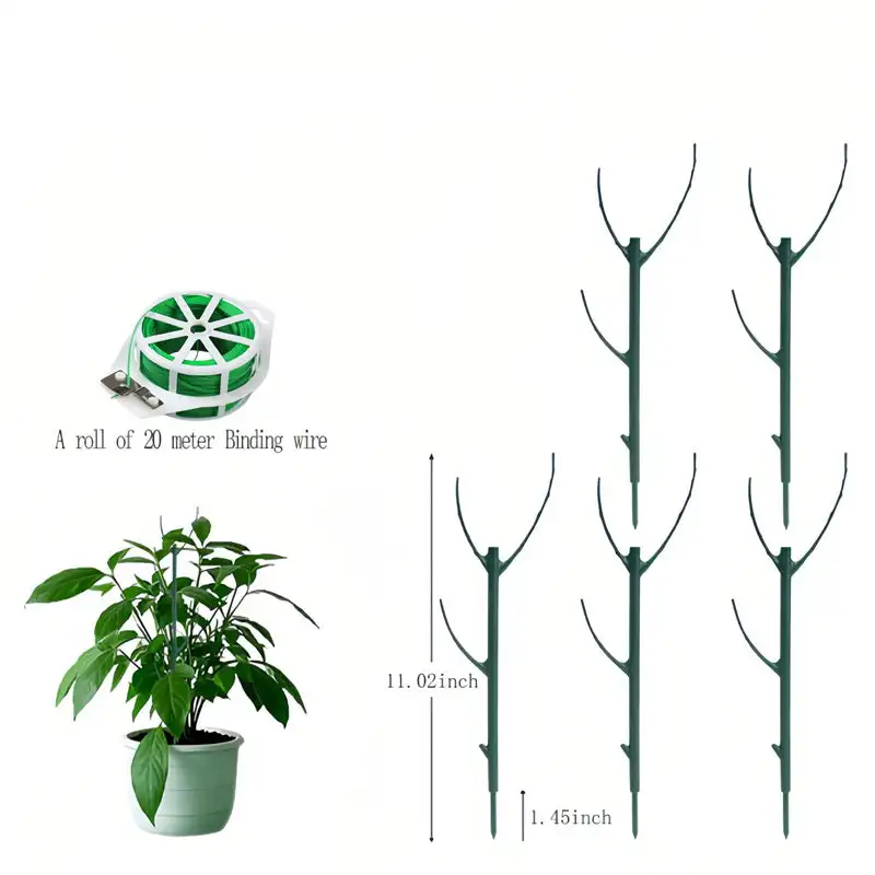 

Artificial Branch Plant Support Garden Flowers Fixing Rod Holder Reusable Plastic Plant Support Pole With 20 Meter Binding Wire