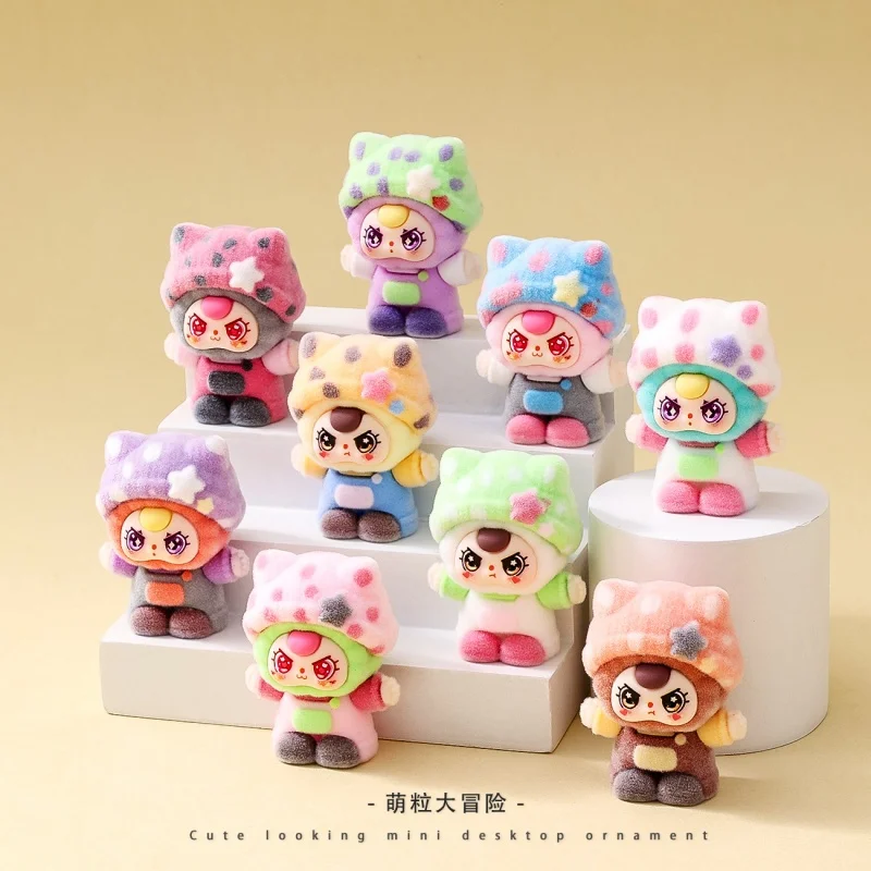 Caja ciega flocada para bebé, tres figuras de acción de peluche para tocar el bolso ciego, adorno de mesa, chuchería, juego de marea, mascota bonita para regalo