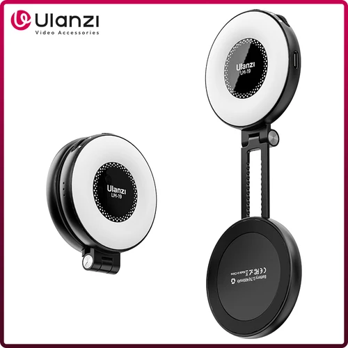 Imagen 1 del producto Ulanzi LM19 MagSafe Luz de vídeo bicolor Selfie Light para iPhone 16 15 14 Pro Max Luz de relleno con tapa como soporte para teléfono para vídeo Vlog