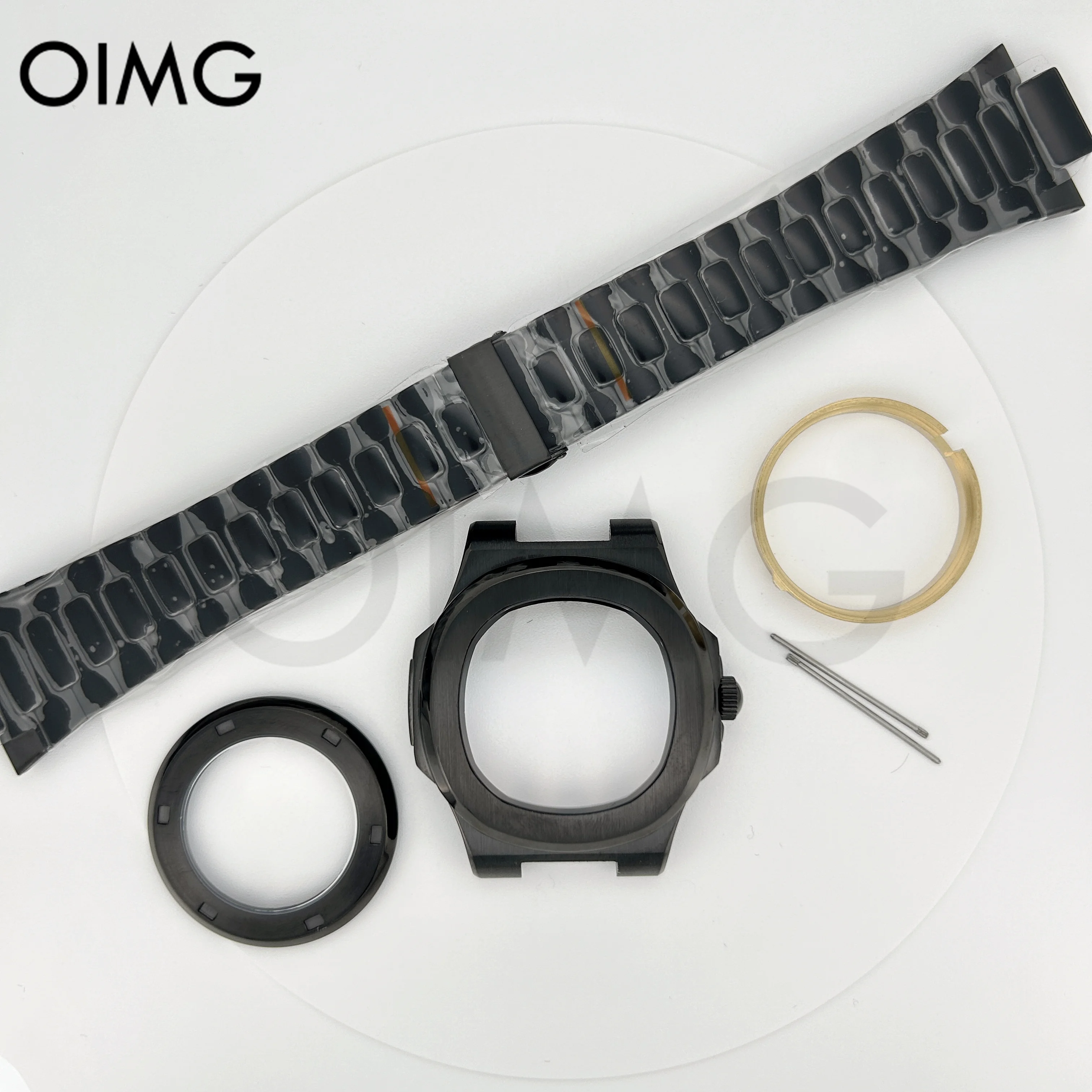 

Black PVD 40mm Watch Case Parts WatchBand For Modified Nautilus Seko PP NH35 NH36 NH38 Movement 30.8mm Sapphire Crystal Glass