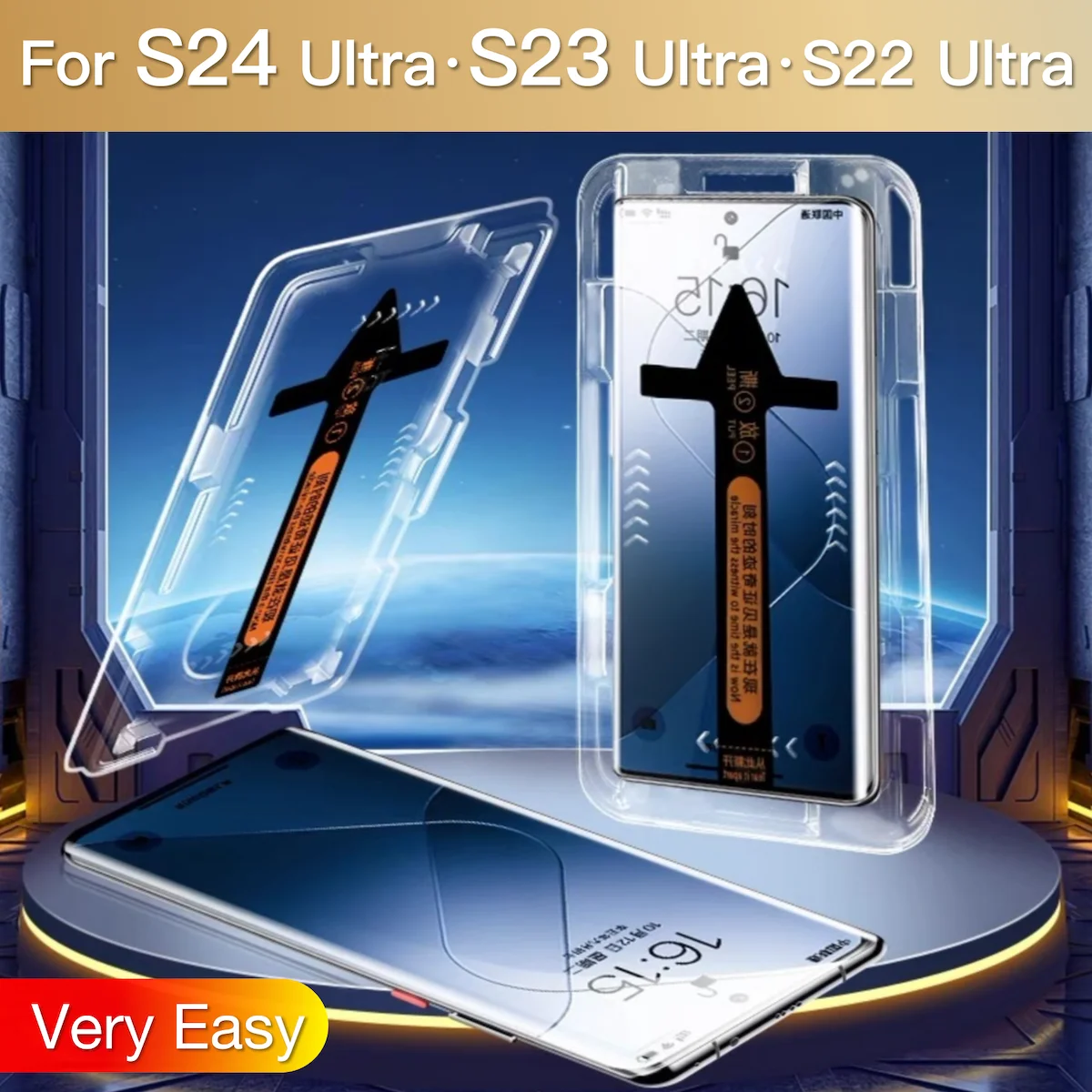 

Закаленное стекло для Samsung Galaxy S24 S23 S22, взрывозащищенное Защитное стекло для экрана, комплект для установки
