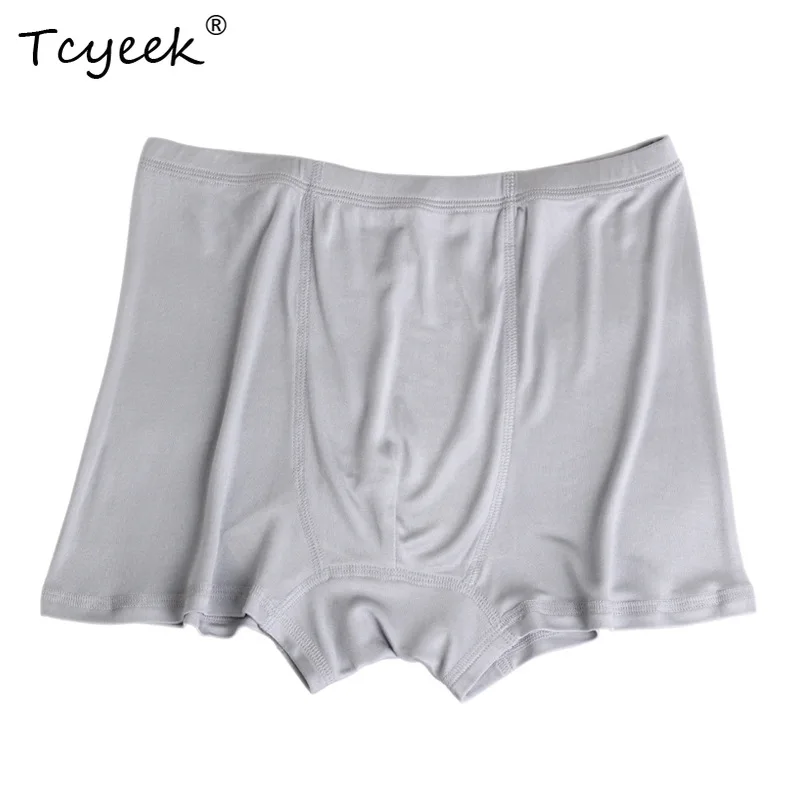 

Tcyeek 3 PACK 100%Natural Mulberry Silk Underwear Men's Solid Colors Breathable Thin Boxer Red Intimate Size L-3XL P38662QM