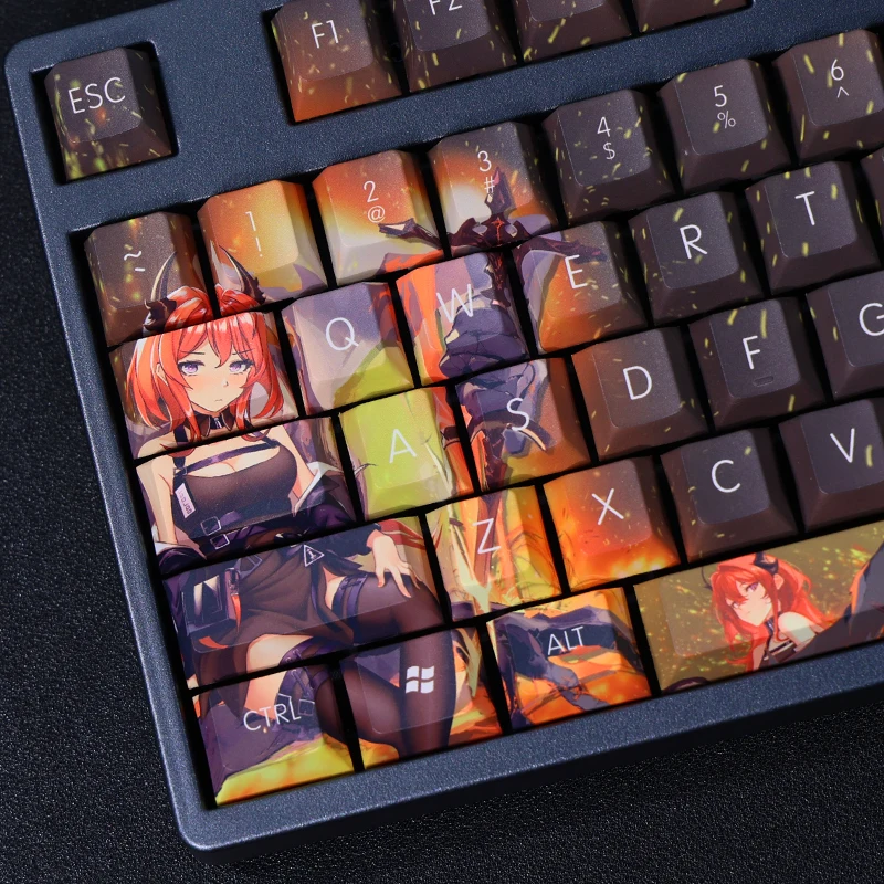 

108 клавиш/набор Arknights Surtr Gaming Girl Cute DIY Anime Custom DYE Sublimation for Cherry Profile MX Keycap механическая клавиатура