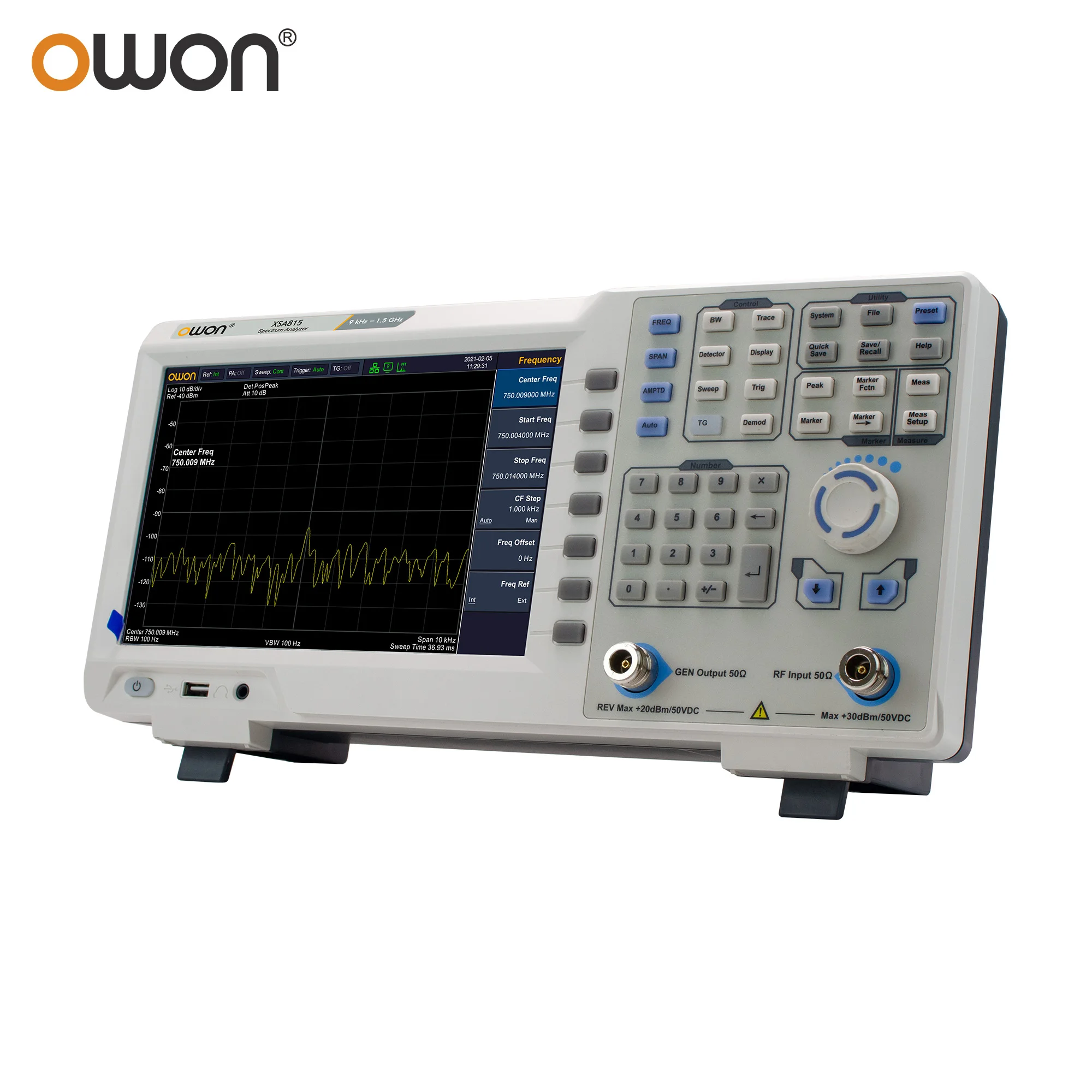 OWON XSA815TG Digital Spectrum Analyzer 1Hz Resolution Bandwidth 9kHz to 1.5GHz Frequency 9 ins LCD USB with Tracking Generator