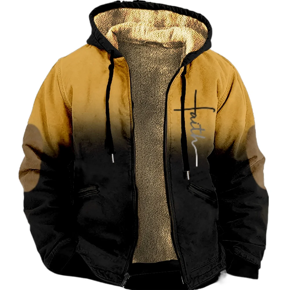 

Zipper Hoodies for Men Casual Gradient Color Design Different Color Winter Coat Long Sleeve Sweatshirt Casual Hooded Jacket