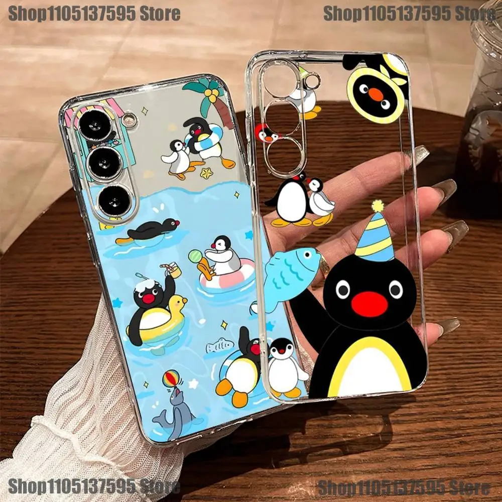 

Funny Cartoon P-Pingu Phone Case For Samsung S30,23,21,22,20, FE lite,S10,9,8,7 PIus Note20ultra Soft Transparent