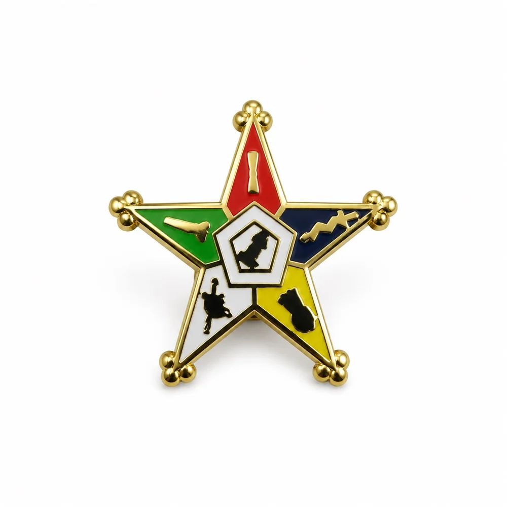 Pin de Solapa Masónico de Esmalte de la Orden de la Estrella del Este, Broche Masónico de Metal Dorado, Elegante Insignia de Moda para Traje, Accesorios para Chaqueta, Regalos