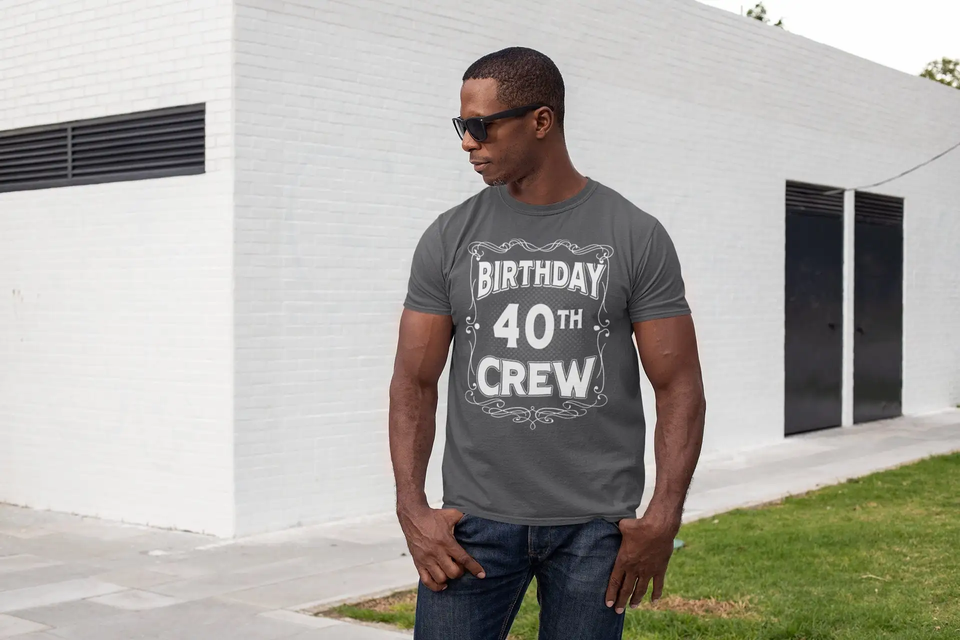 Men's Funny 40th Birthday Crew T Shirt Party Forty Years Matching Idea Vintage 40 Team Squad Man