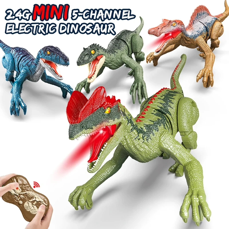 Hot 2.4GHZ 5-Channel Remote Control Dinosaur Toys for Kids, Robot Walking Dinosaur Toys, Simulation Velociraptor, Gifts for Boys