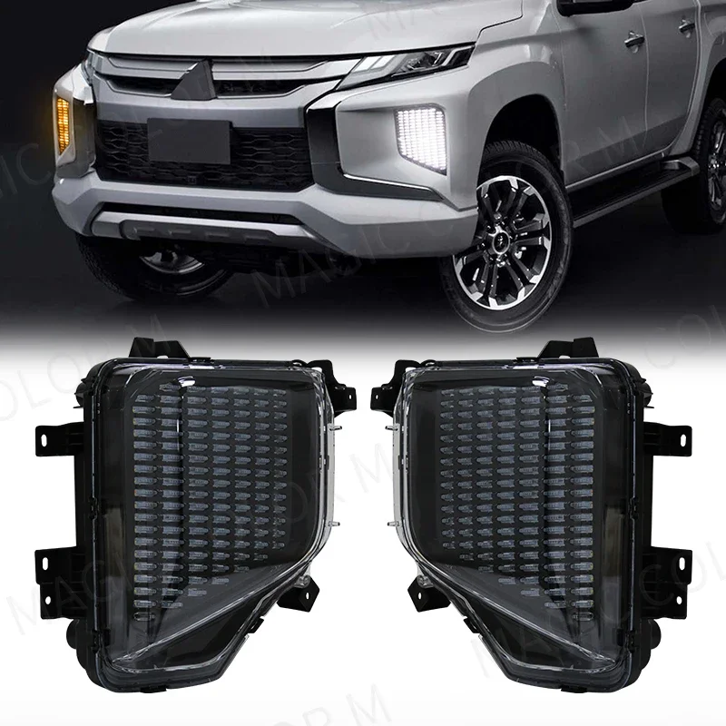 

Противотуманные фары в сборе, подходят для Mitsubishi L200 Triton Colt 2019 2020 2021 2022, светодиодные дневные ходовые огни, фары желтого, белого цвета