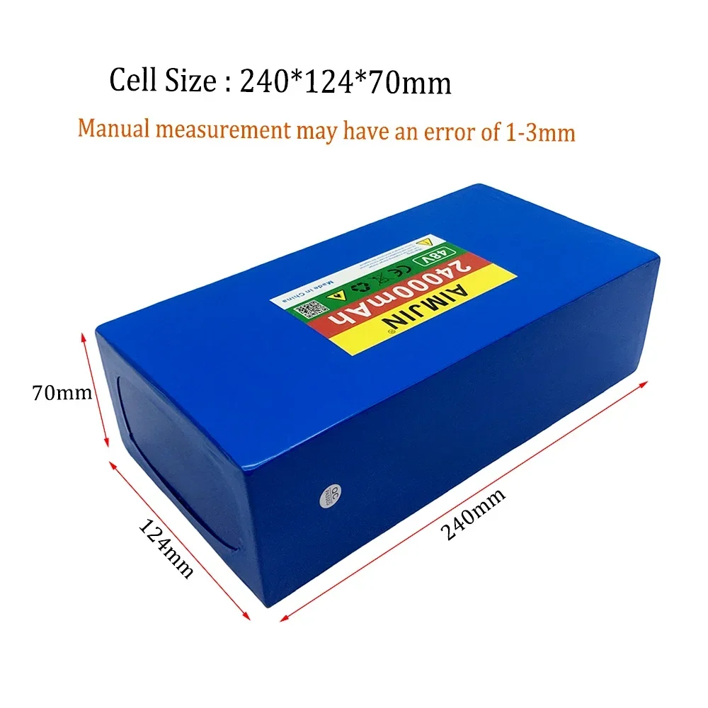 100%New Original 48V 24ah 13s6p Lithium Battery Pack 48v 24000mAh 2000W Citycoco Motorized Scooter Batteries Built in 50A BMS