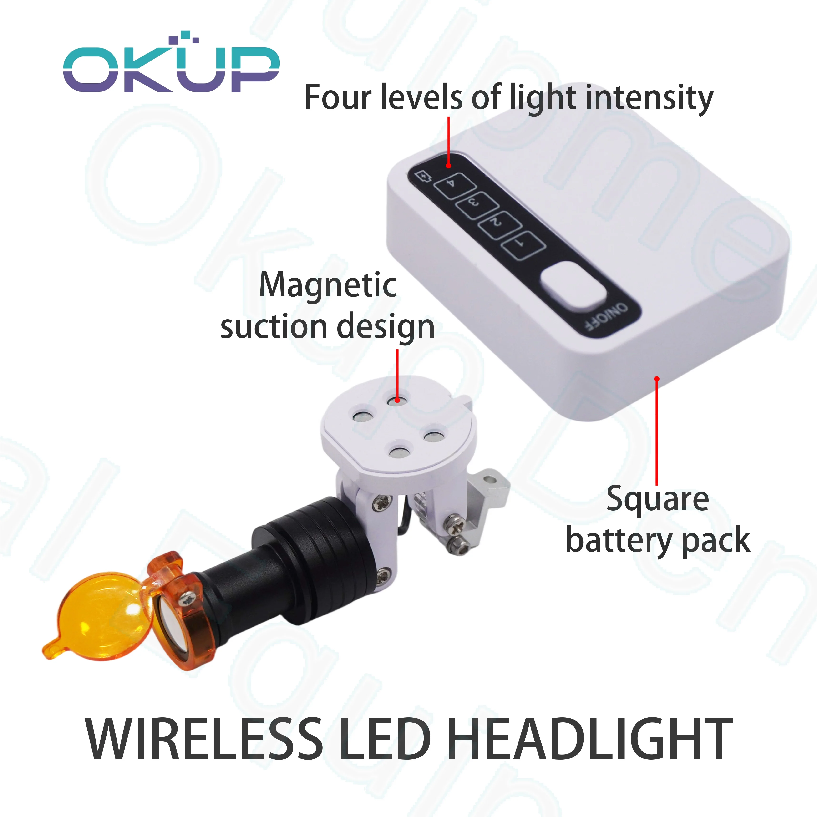Wireless 5W Dental LED Headlight Removable Clip-on Headlamp with Optical Filter for Loupes Medical Magnifier