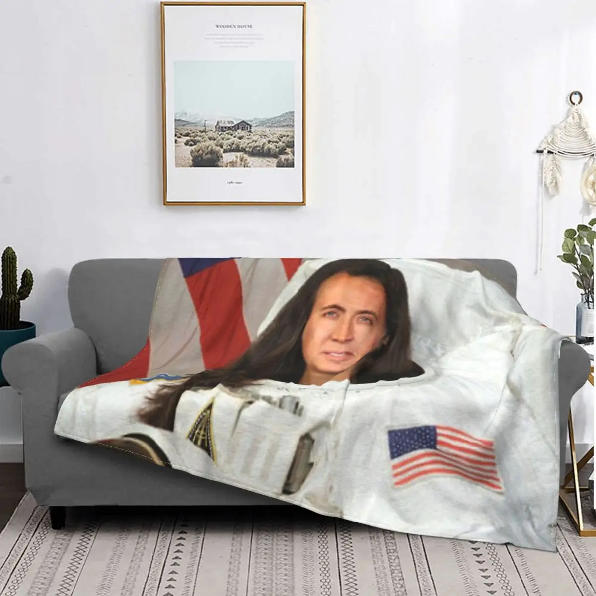 Golden Globe Award Actor Blanket Fleece All Season Nicolas Cage Astronauts Thin Throw Blankets For Car Outdoor Plush Thin Quilt