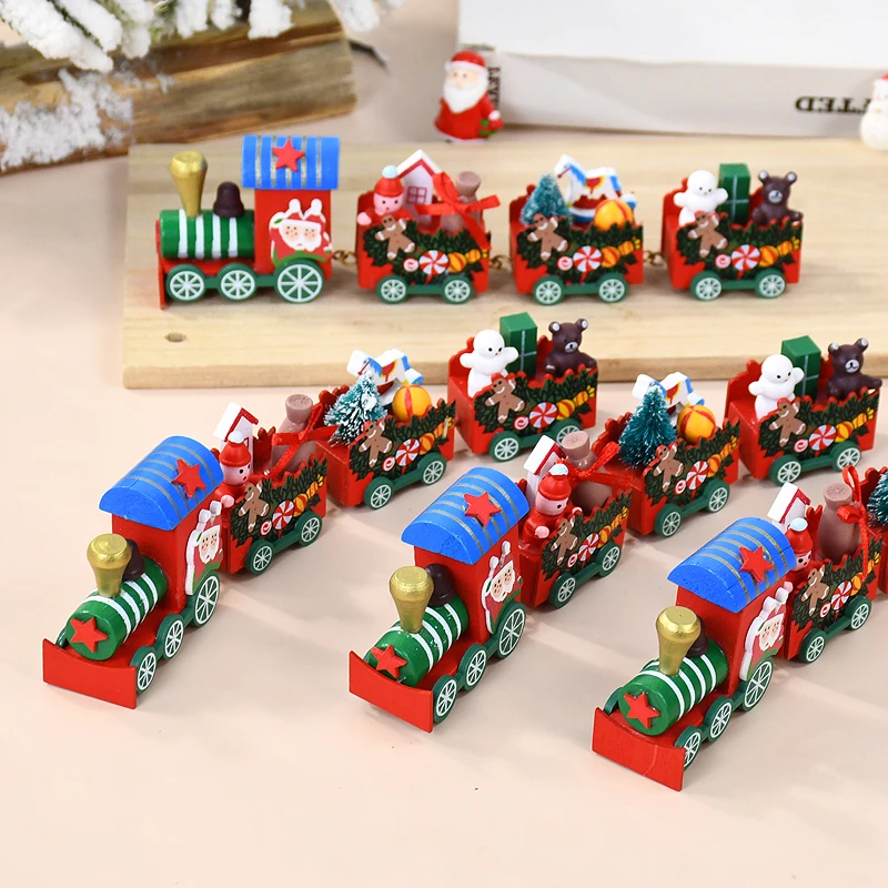 

Merry Christmas Wooden Train 4 Knot Hand-assembled Train Santa Claus Gift Xmas New Year Noel Decoration Xmas Train Ornament Gift