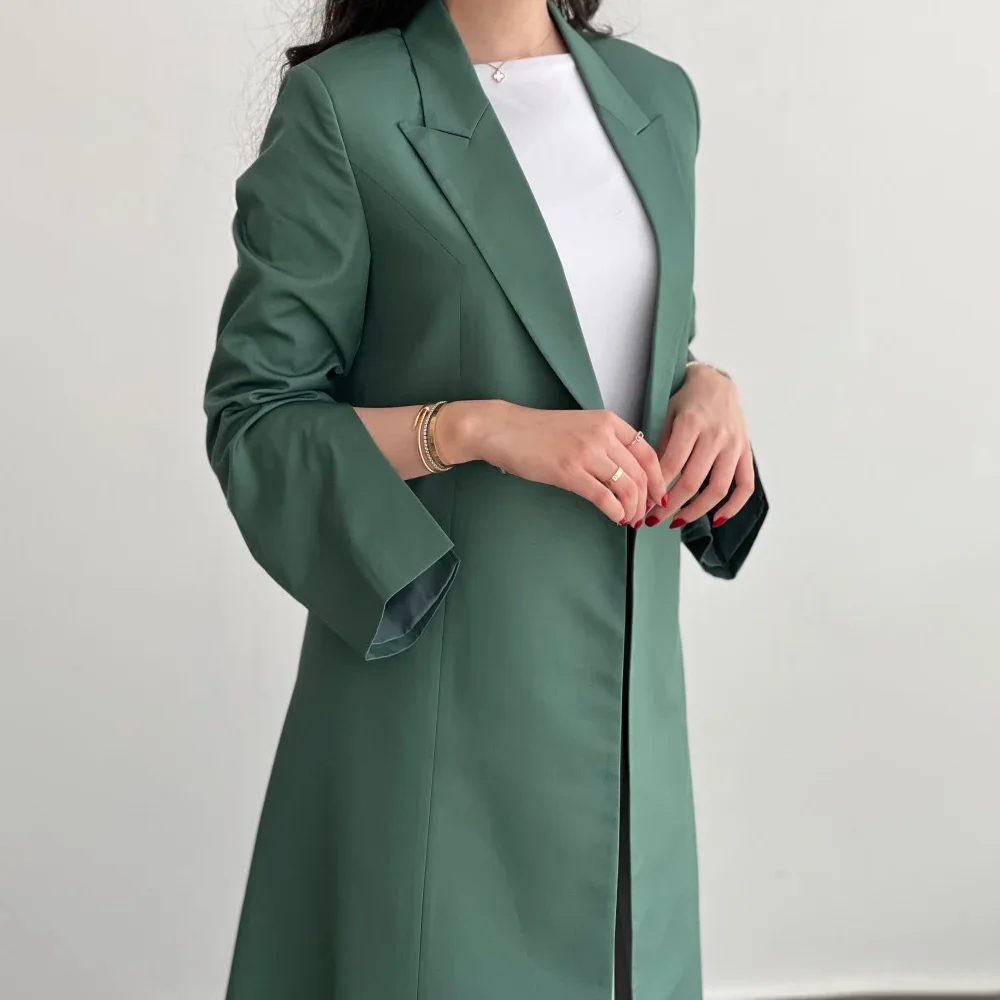 

Women's Coats 1 Piece Elegant Office Lady Daily Casual Solid Outerwears Fashion Peak Lapel Double Breasted Abaya Blazer 2024