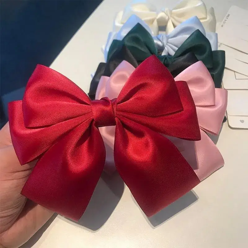 Einfarbig Bogen Band Haar Clip Neue Frauen Bowknot Barrettes Frauen Pferdeschwanz Clip Stirnband Mädchen Haar Zubehör Geschenk – Detail 4