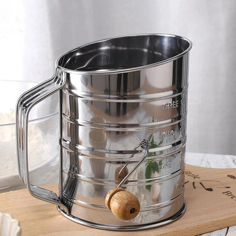 

Hand Flour Sifter Sieve Stainless Steel Wood Baking Tool Kitchen Gadgets Powder Strainer Easy Operation Design
