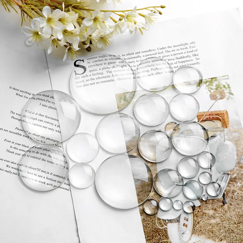 100pcs Round Flat Back Glass Cabochon 20/25/27/30/35/38/40/50mm Transparent Clear Glass Cabochon Beads For DIY Jewelry Making