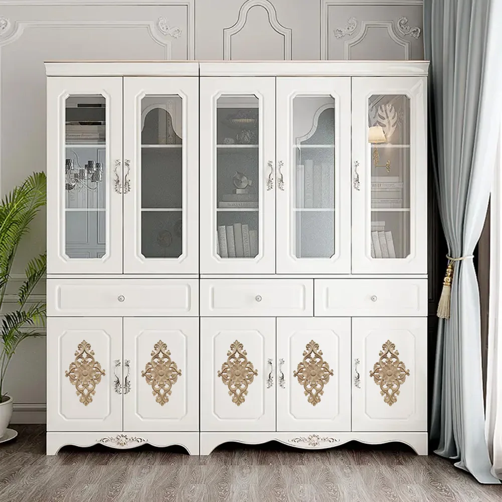 1pcs Wooden Carved Door Cabinets Decal DIY Applique European Style Wood Decorative Flower Board Cupboard Home Decoration