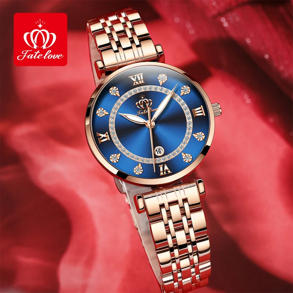 Fate Love 5866 Japan Quartz Movement Watch For Women Wristwatch Waterproof Calendar Ladies Hand Clock Elegant Women's Watches