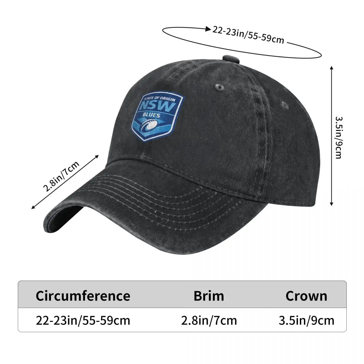 State Of Origin NSW Blues Denim Baseball Cap Outdoor Gym Trucker Hat Summer Men Women Stylish Sunshade Baseball Caps