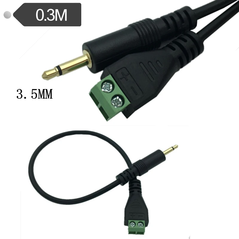 With Screw Welding Free 2pin Mono Ts 3.5mm Male Adapter Cable Cord Ts 3.5 Male To 2 Hole Screw Fixed 2p Audio Line Wire 2pin 3.5