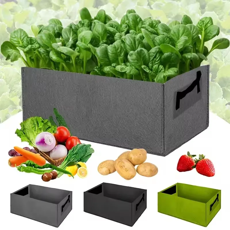 Felt Grow Bag Garden Raised Planting Bed Rectangle Plant Nursery Pot Portable Flower Vegetable Tomato Potato Planters Container