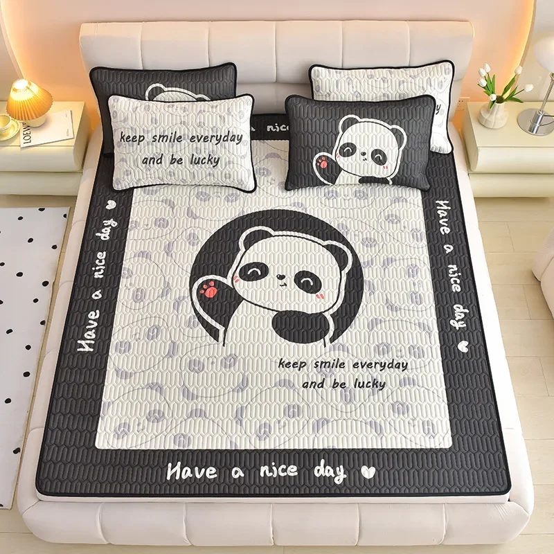 

Summer Foldable Latex Cool Mat Pad Cartoon Cute Kids Bed Sheet Queen Double Bedspreads Non-slip Mattress Cover with Pillowcase