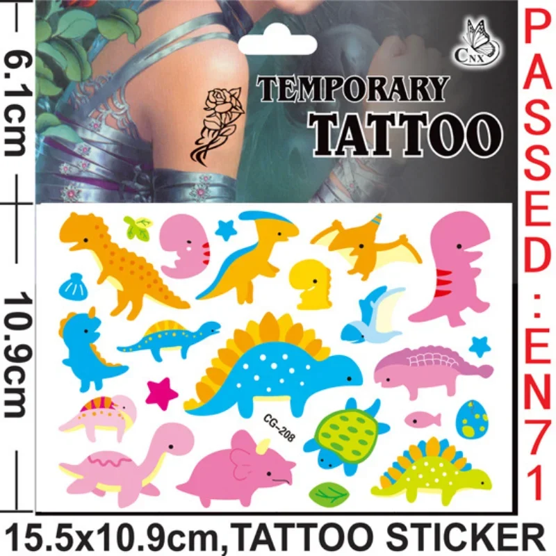 Dinosaur Tattoo Stickers Waterproof Cute Sticker Funny Anime Birthday Party Supplies Decoration For Kids Women Men Gifts