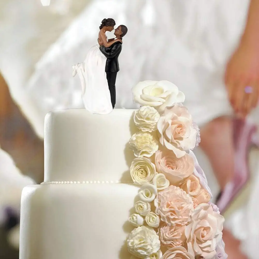 

Groom Lift Bride African American Wedding Cake Topper