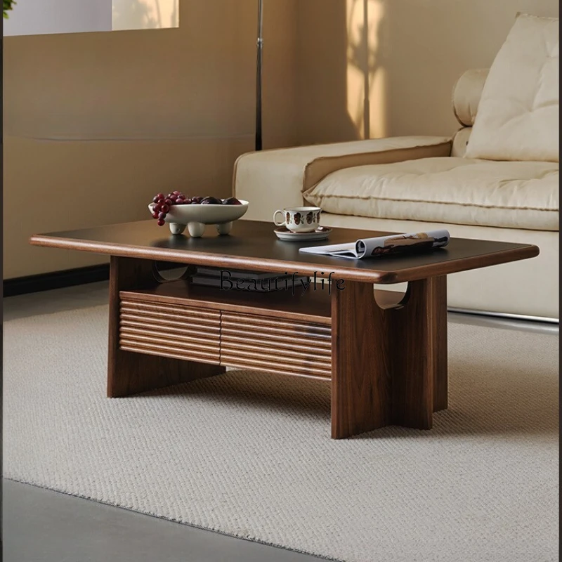 

**Black walnut living room household slate solid wood coffee table
