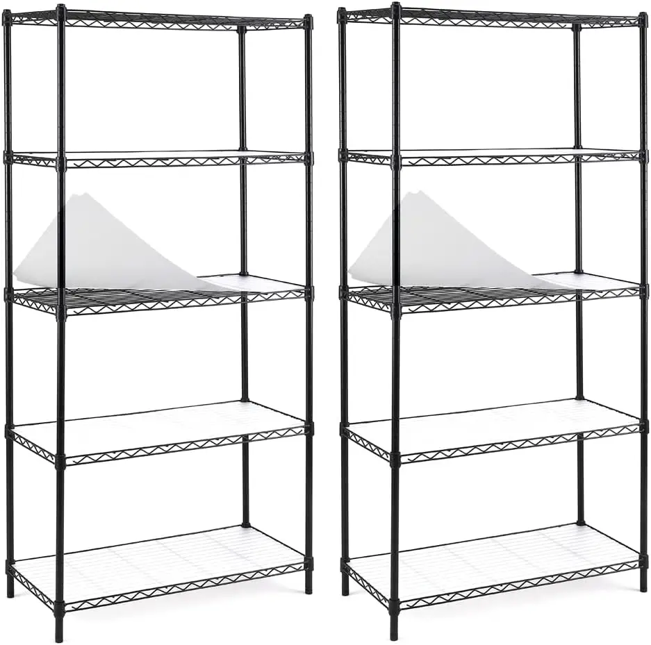 

2-Pack 5-Shelf Shelving Unit with 5-Shelf Liners, Adjustable, Steel Wire Shelves, 150lbs Loading Capacity Per Shelf