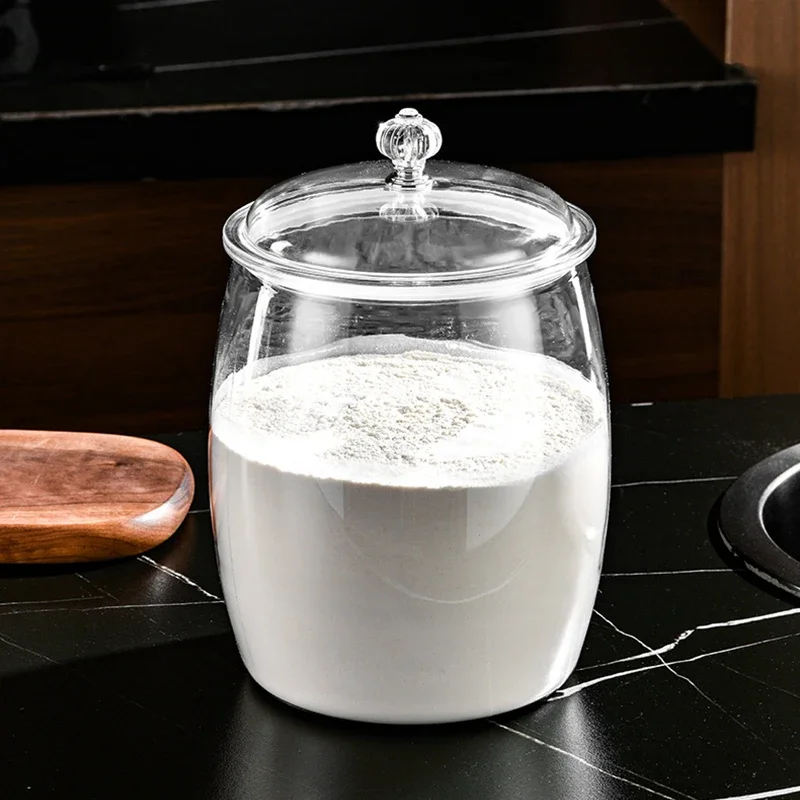 2.2/3.8/6.5L 1pc Flour Grains Candy & Cookie Jar Hard and Smooth Plastic Pot with Lids Clear Airtight Food Storage Canister