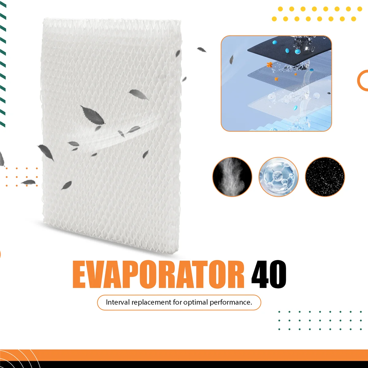 فلاتر بديلة SEMOIC متوافقة مع ملحقات مرطب الهواء التبخيري Vornado MD1-0034 موديل Evap40، Evap2، EV100، EV200
