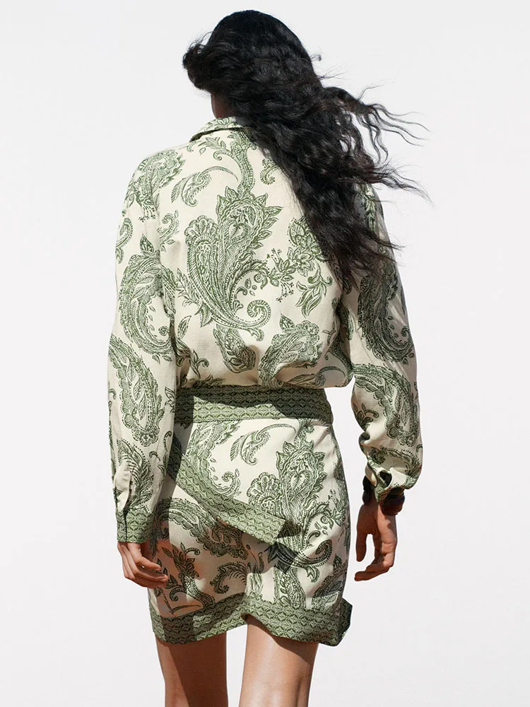 Casual Zomer 2025, Dames Faion Print Lange Sve Collared irt Veelzijdige Sle UV-bescherming Knoopsluiting Ander materiaal