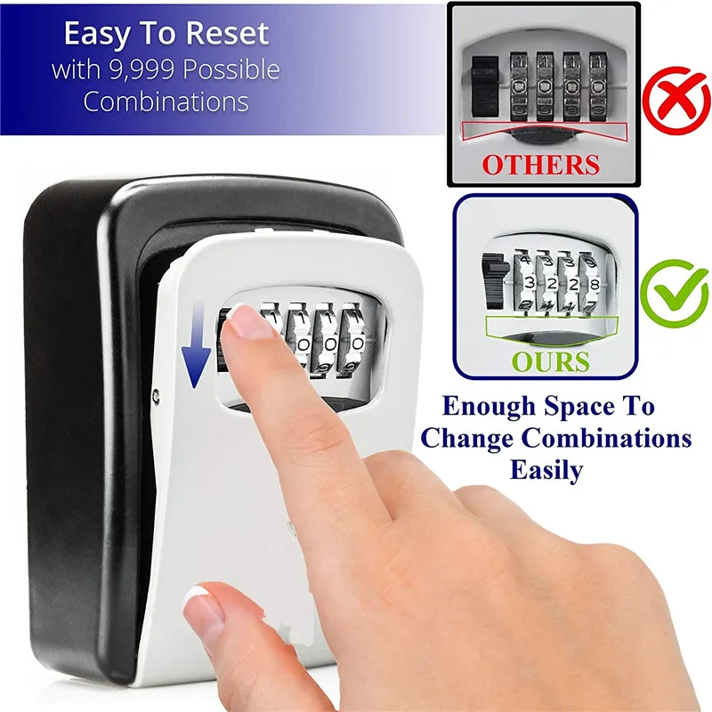 Wall Mount Key Storage Secret Box Organizer 4 Digit Combination Password Security Code Lock No Key Home Safe Caja Fuerte Mounted