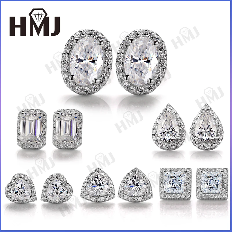 

GRA D Color Certified Marquise Moissanite Stud Earrings Lab Created Diamond 925 Sterling Silver Gold Plated christmas gift
