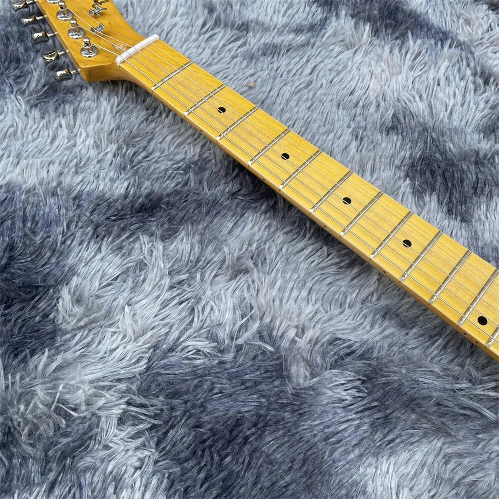 High quality TL electric guitar Yellow body Maple headstock Black pickguard Color can be customized